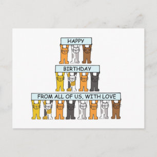Grattis på födelsedagen från gruppen Cartoon Cats Vykort