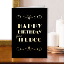 Grattis på födelsedagen från Hund Art Deco Guld
