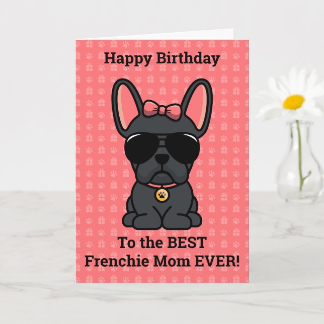 Grattis på födelsedagen från Hund Black Fransk Bul Kort (Liten växt)