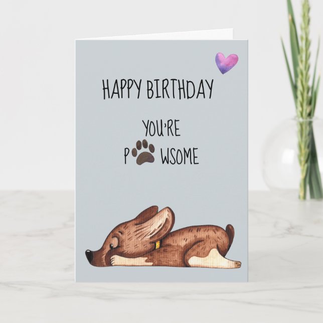 Grattis på födelsedagen från Hund Du är Pawsome Ta Kort (Framsida)