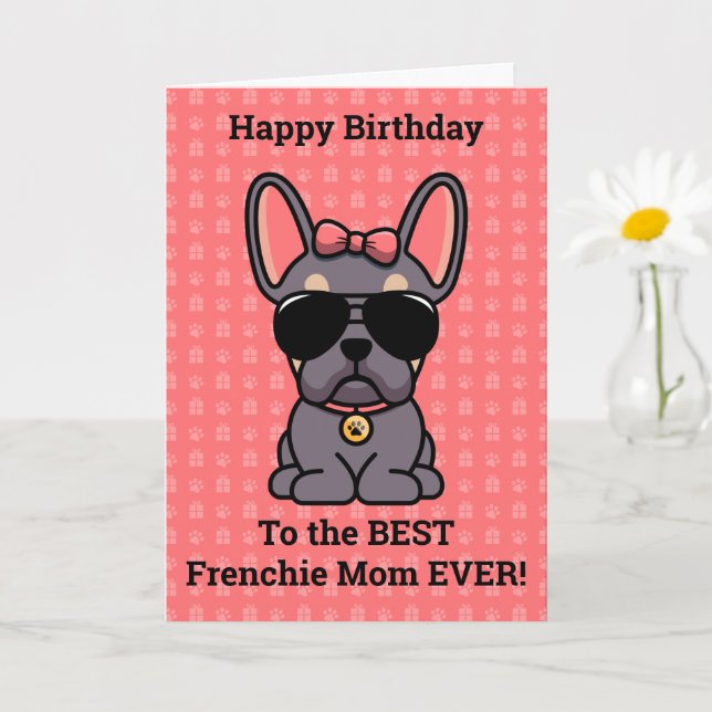 Grattis på födelsedagen från Hund Lilac Tan Fransk Kort (Liten växt)