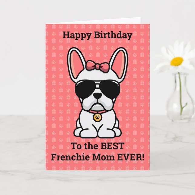 Grattis på födelsedagen från Hund White Fransk Bul Kort (Liten växt)