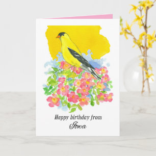 Grattis på födelsedagen från Iowa Goldfinch Wild R Kort