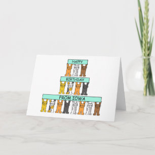 Grattis på födelsedagen från Iowa, Tecknad Cats. Kort