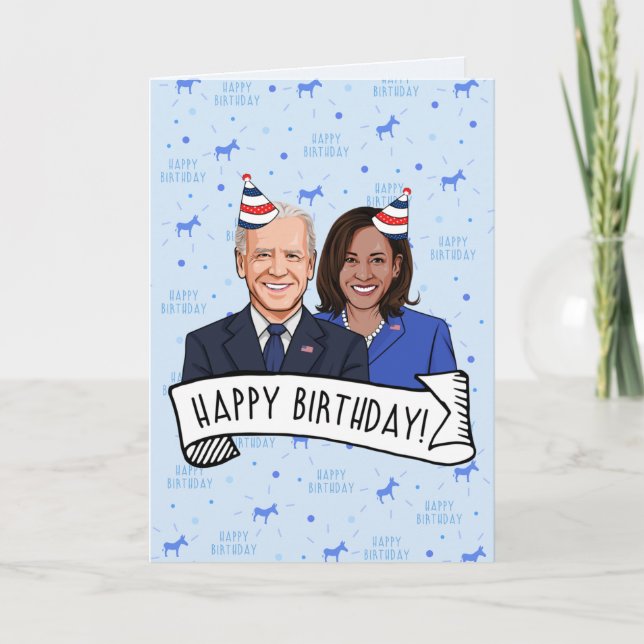 Grattis på födelsedagen från Joe och Kamala Kort (Framsida)