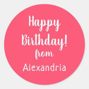 Grattis på födelsedagen från Namn Rosa Birthday Runt Klistermärke