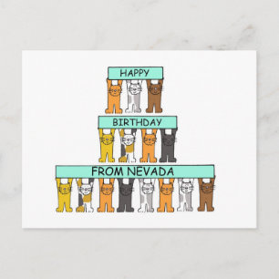Grattis på födelsedagen från Nevada Tecknad Cats Vykort
