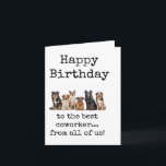 Grattis på födelsedagen från oss alla, medarbetark kort<br><div class="desc">Grattis på födelsedagen,  från oss alla,  till den bästa medarbetaren. Tvätta hundar på framsidan. Kortet kan hämtas omedelbart.</div>