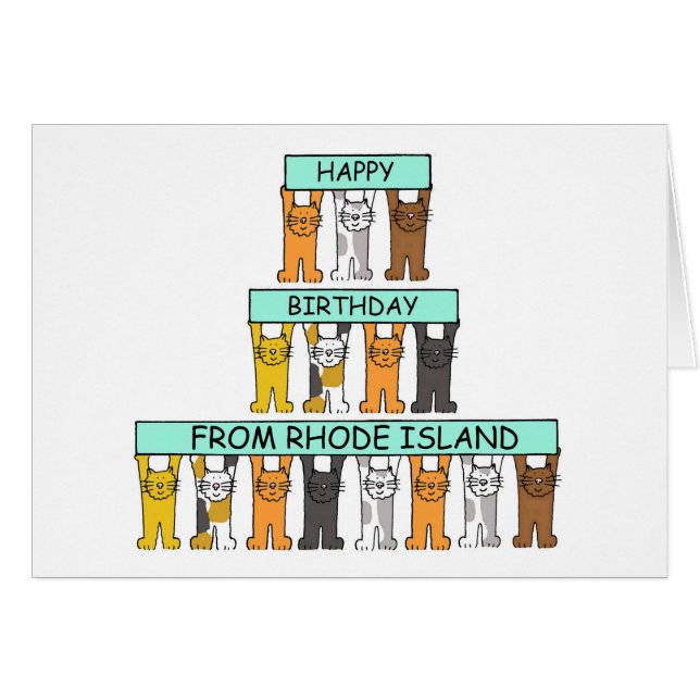 Grattis på födelsedagen från Rhode island Tecknad  Hälsningskort (Framsidan Horizontal)
