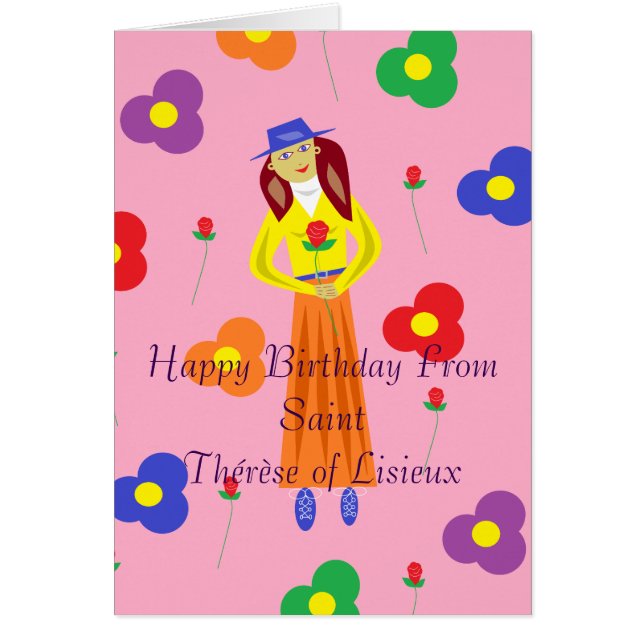Grattis på födelsedagen från Saint Thérèse of Lisi Hälsningskort (Framsidan)