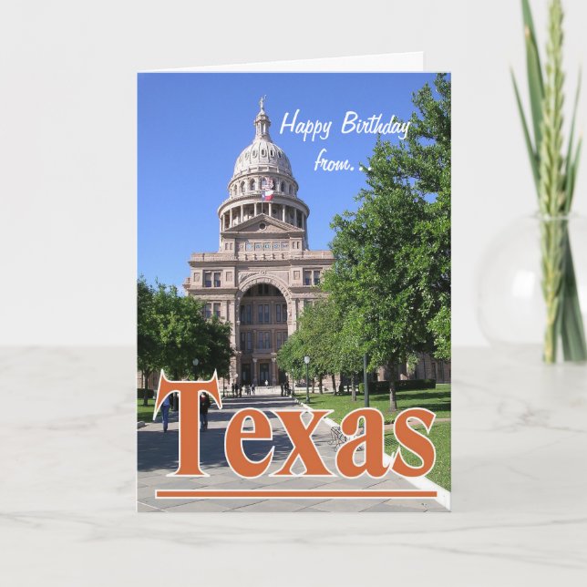 Grattis på födelsedagen från Texas/Austin State Hu Kort (Framsida)