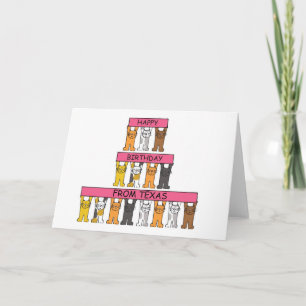grattis på födelsedagen från Texas Tecknad Cats Kort