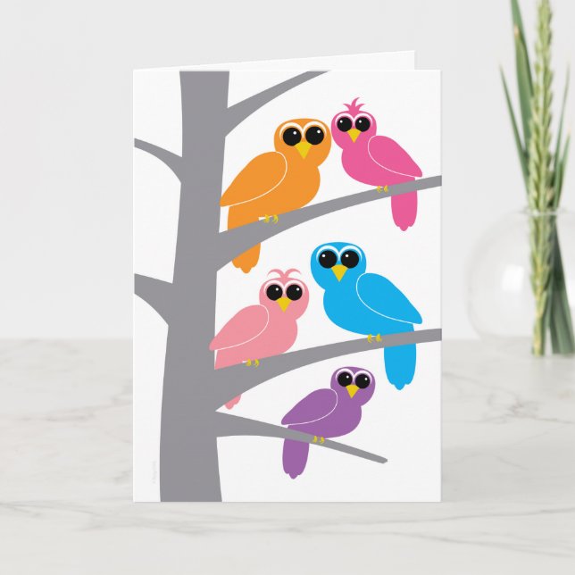 Grattis på födelsedagen från uggla av oss för kort (Framsida)