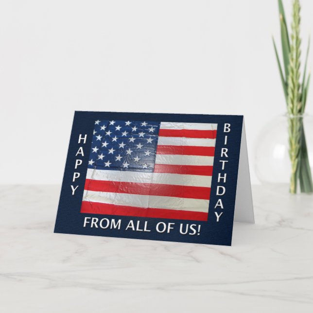 Grattis på födelsedagen från USA:s hela Flagga Kort (Framsida)