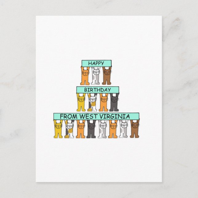 Grattis på födelsedagen från Väster Virginia Teckn Vykort (Framsida)