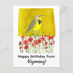 Grattis på födelsedagen från Wyoming Meadowlark Fl Vykort