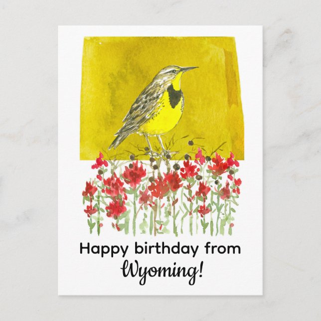 Grattis på födelsedagen från Wyoming Meadowlark Fl Vykort (Framsida)