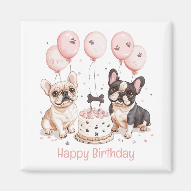 Grattis på födelsedagen Fransk Bulldog Birthday Ca Magnet (Framsidan)