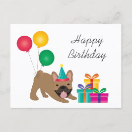 Grattis på födelsedagen Fransk Bulldog Färgglad Vykort