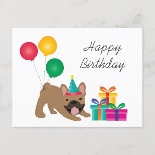 Grattis på födelsedagen Fransk Bulldog Färgglad Vykort