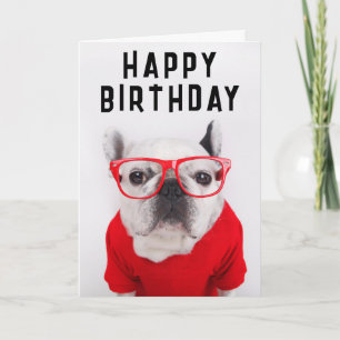 Grattis på födelsedagen Fransk Bulldog med Glasö Kort