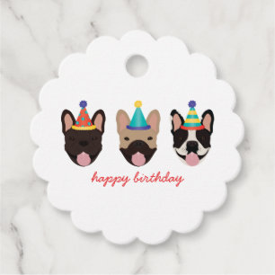 Grattis på födelsedagen Fransk Bulldog Party Hats Gåvor Etiketter