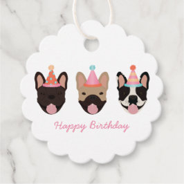 Grattis på födelsedagen Fransk Bulldog Party Hats Gåvor Etiketter