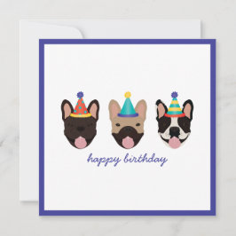 Grattis på födelsedagen Fransk Bulldog Party Hats Kort