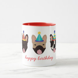 Grattis på födelsedagen Fransk Bulldog Party Hats Mugg