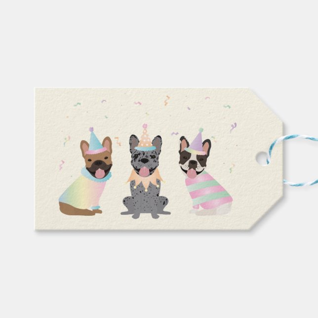 Grattis på födelsedagen Fransk Bulldog Presentetikett (Framsidan (Horisontell))