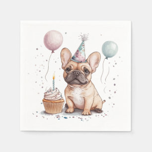 Grattis på födelsedagen fransk bulldogg pappersservett