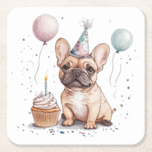 Grattis på födelsedagen fransk bulldogg underlägg papper kvadrat