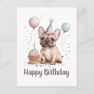 Grattis på födelsedagen fransk bulldogg vykort