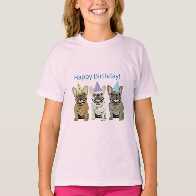 Grattis på födelsedagen! Franska Bulldoggar T Shirt (Framsida)