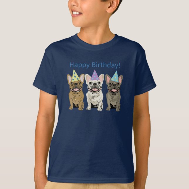 Grattis på födelsedagen! Franska Bulldoggar T Shirt (Framsida)