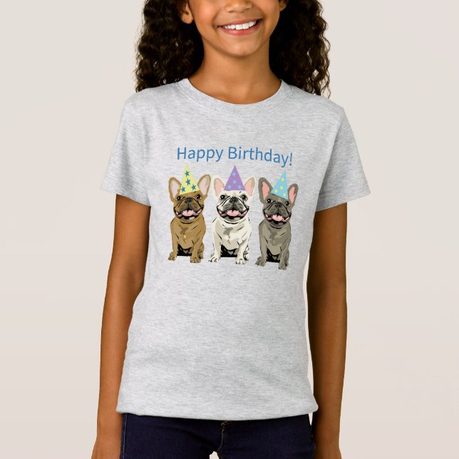 Grattis på födelsedagen! Franska Bulldoggar T Shirt (Framsida)