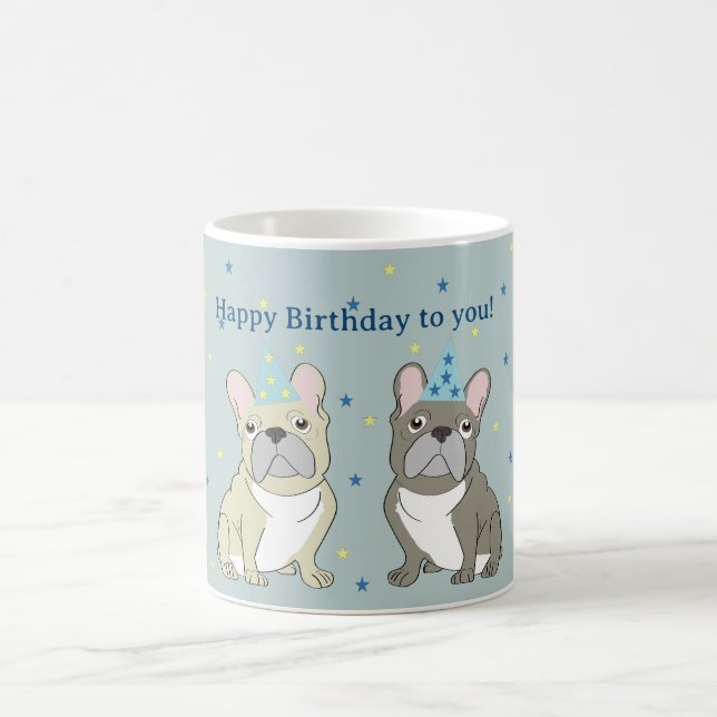 Grattis på födelsedagen franska bulldoggen kaffemugg (Center)