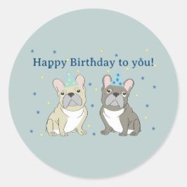 Grattis på födelsedagen franska, bulldoggen runt klistermärke