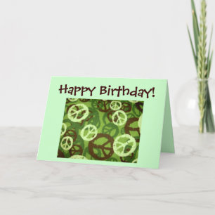 Grattis på födelsedagen! - Fredssymboler/Camo Kort