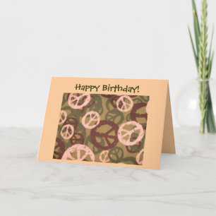 Grattis på födelsedagen! - Fredssymboler/Camo Kort