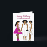 Grattis på födelsedagen Friend African American Bi Tack Kort<br><div class="desc">Det här vackra födelsedagskortet har tre vänner som är klädda i kvällsattire. Det här söta kortet är perfekt till ge ner till jordens vän som är glad att vara här.</div>