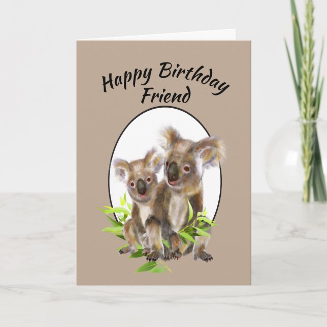 Grattis på födelsedagen Friend Cute Koala Bear Fri Kort (Framsida)