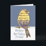 grattis på födelsedagen Friend Musician Roligt Mus Kort<br><div class="desc">Hälsning för musikvän med Roligt Music Note Bird</div>