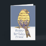 Grattis på födelsedagen Friend Musician Roligt Mus Kort<br><div class="desc">Hälsning för musikvän med Roligt Music Note Bird</div>