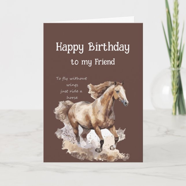 Grattis på födelsedagen Friend Ride Horses Quote Kort (Framsida)