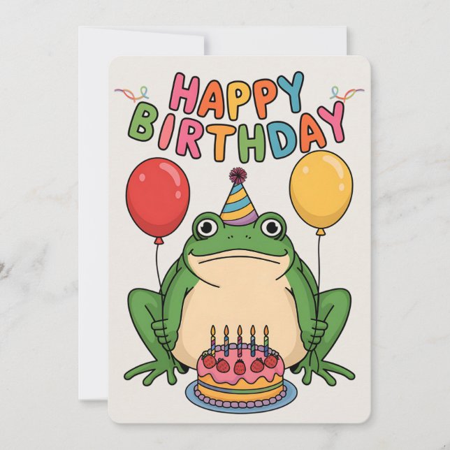 Grattis på födelsedagen Friends Family Funny Frog Julkort (Framsida)