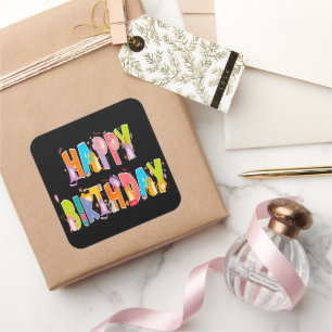 Grattis på födelsedagen Funny Cat Lover Bday Firan Fyrkantigt Klistermärke