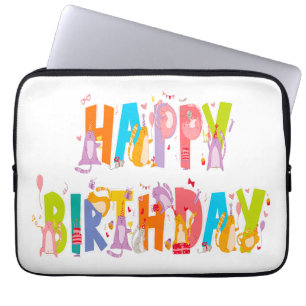 Grattis på födelsedagen Funny Cat Lover Bday Firan Laptop Fodral
