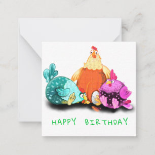 Grattis på födelsedagen Funny Chickens-kort - Anpa Anteckningskort