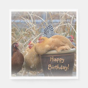 Grattis på födelsedagen Funny Chickens Pappersservett